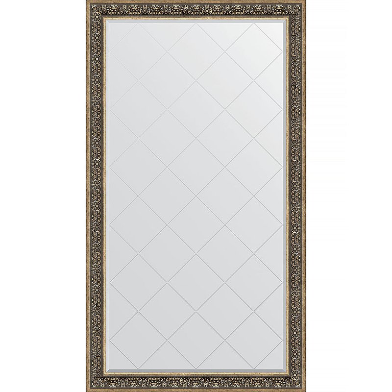 Зеркало Evoform Exclusive-G Floor 204х114 BY 6372 с гравировкой в багетной раме - Вензель серебряный 101 мм