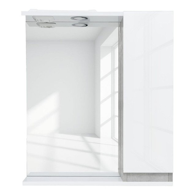 шкаф зеркальный GRADEONIKA Зефир 60см с подсветкой правый слейт белый