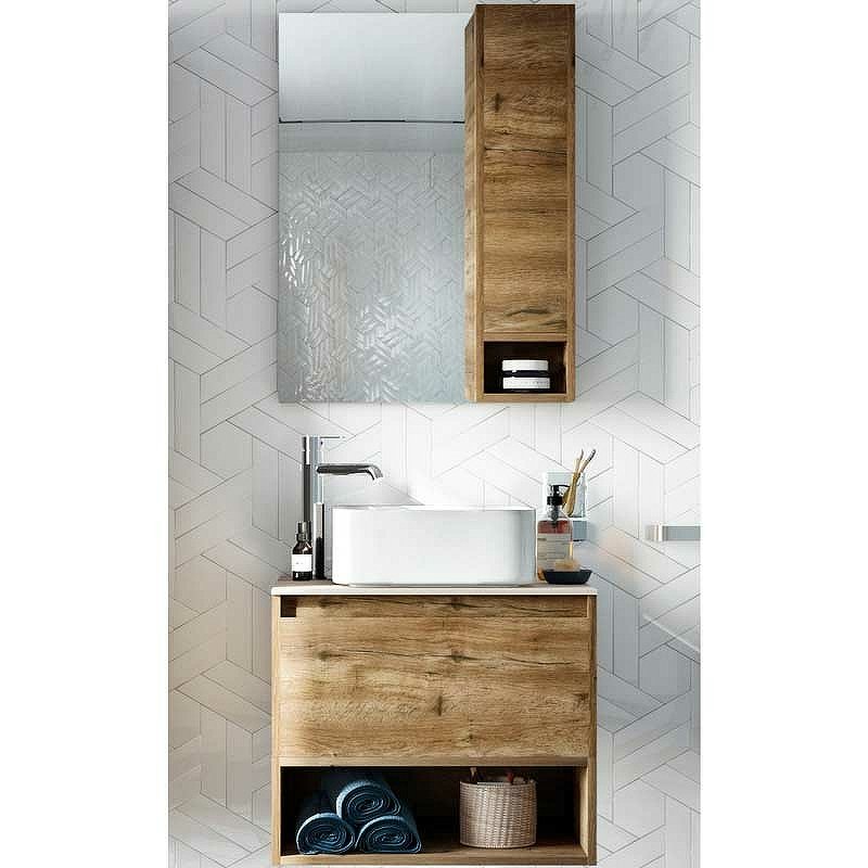 Комплект мебели для ванной STWORKI Карлстад 60 427854 подвесной Дуб рустикальный